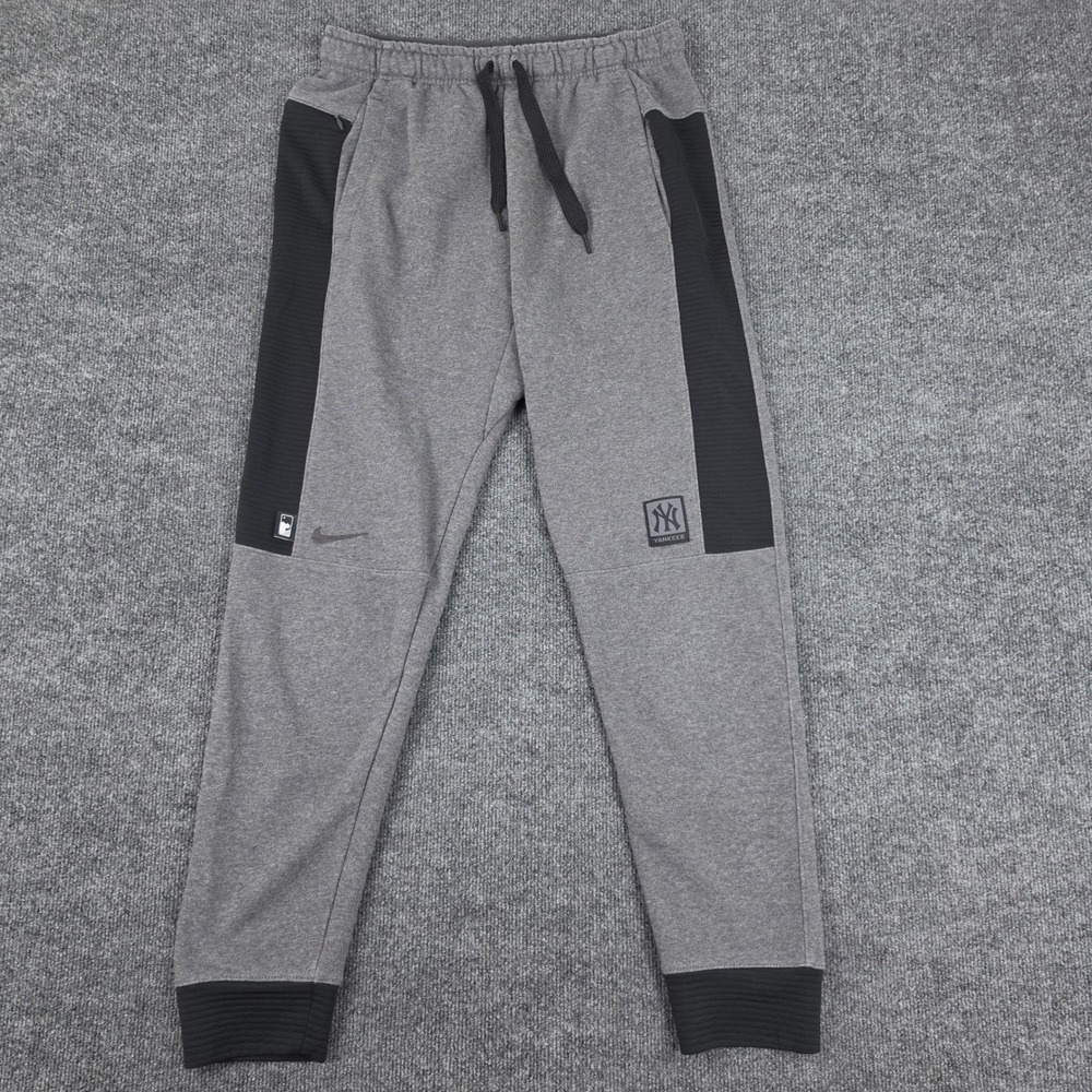 Nike MLB New York Yankees Joggers Men's M Dri-Fit Gray Black Sweatpants Baseball